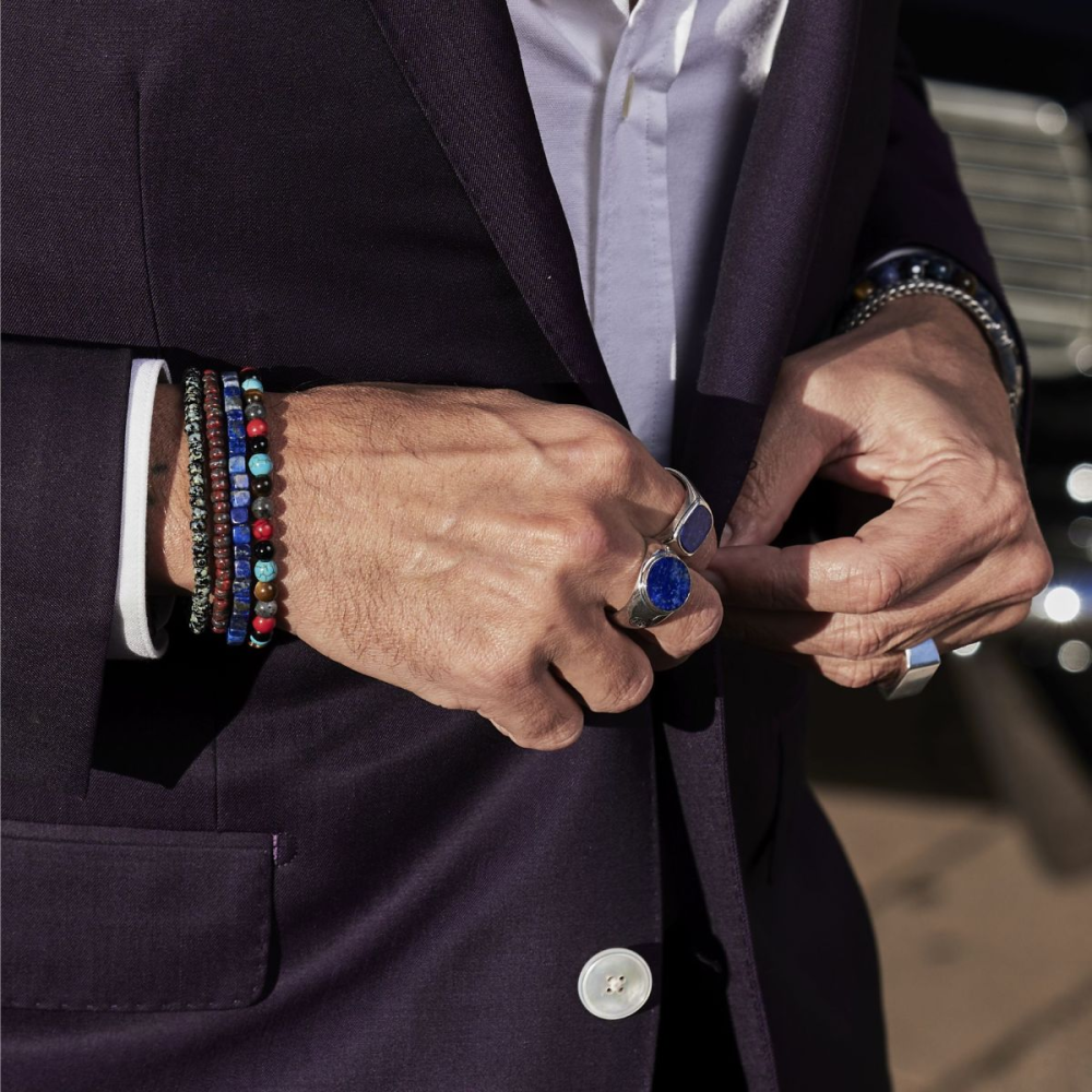 Roll The Dice - Lapislazuli - 4mm - Herren Perlenarmband