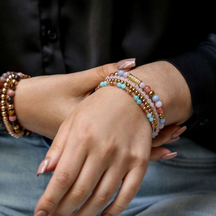 Pink Rose Gold - 4mm - Kralen Armband Dames