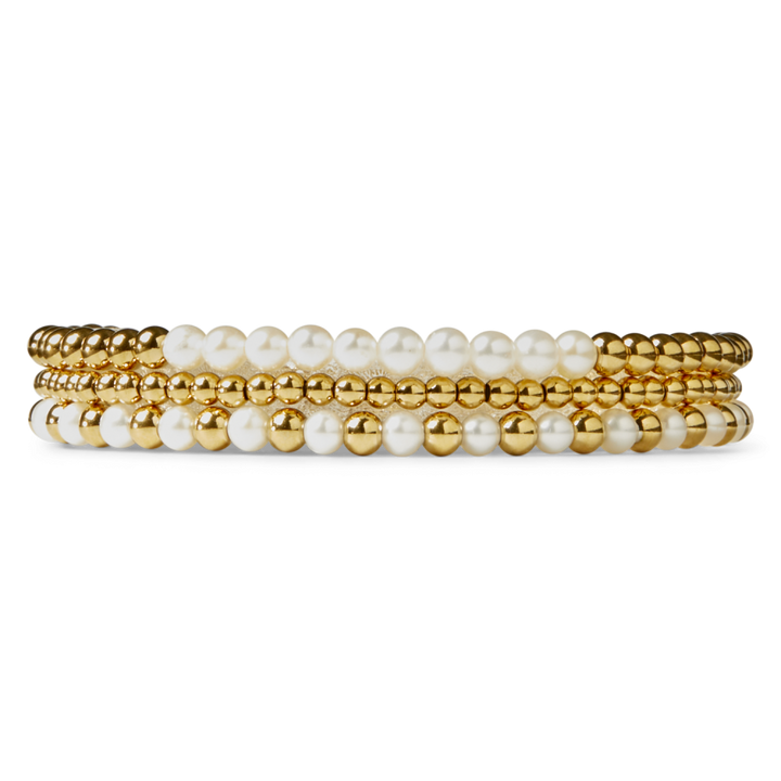 Pearl Gem meets Yellow Gold - 4mm - Kralen Armband Dames