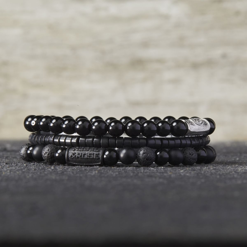 Black Rocks - All-Black - 6mm - Herren Perlenarmband