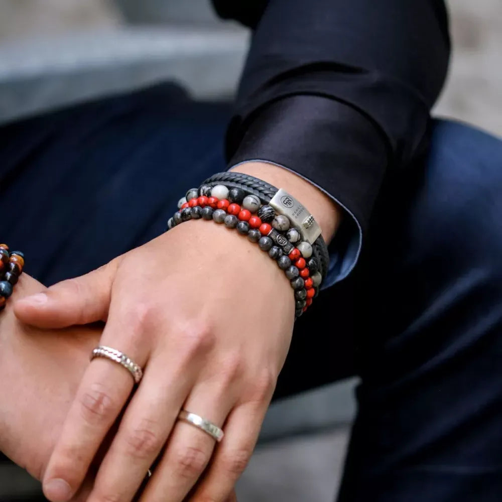 Red Delight Vintage - 6 mm - Kralen Armband Heren