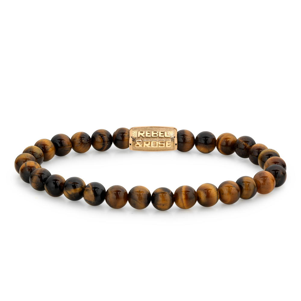 Kugelkette für Damen aus Tigerauge mit goldfarbenem Verschluss