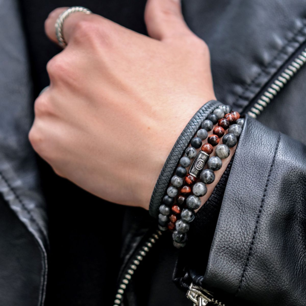 Tiger Red Vintage – 6mm – Perlenarmband für Herren