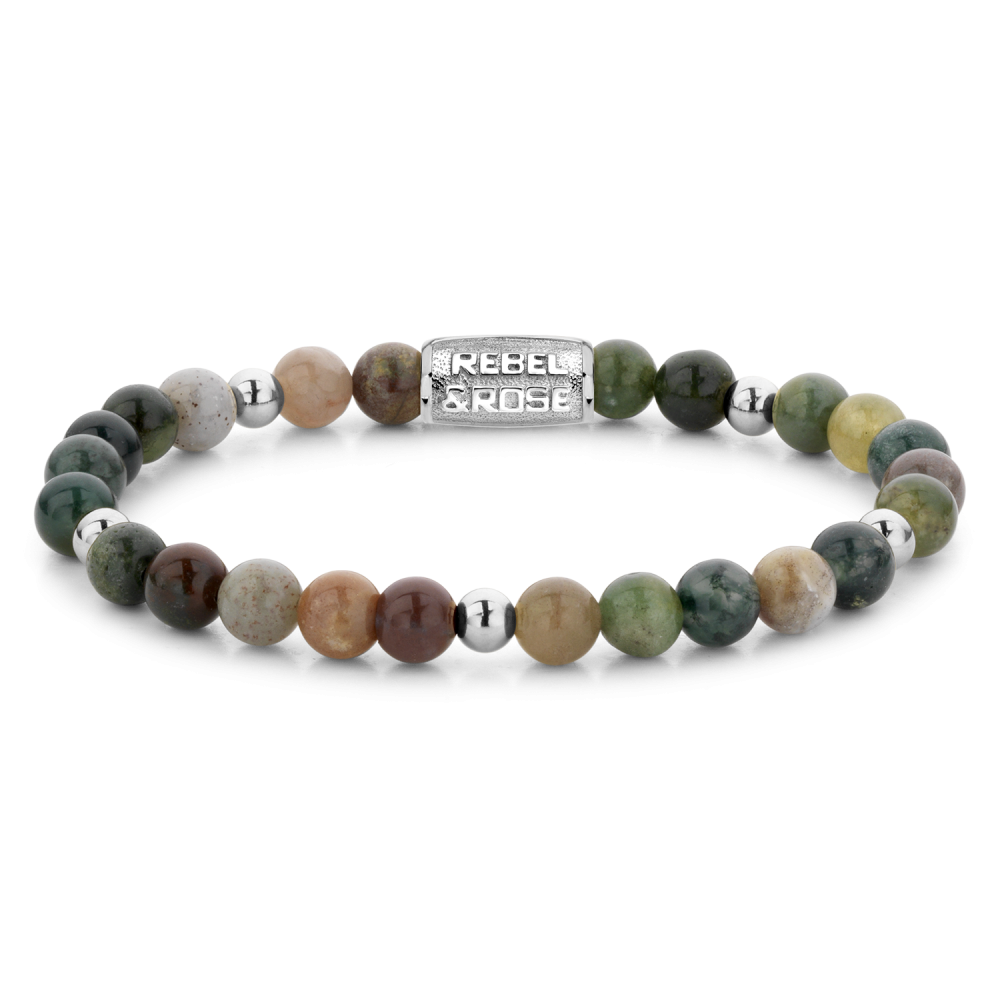 Kugelkette für Damen mit bunten 6 mm Edelsteinen und silbernen Zwischenstücken
