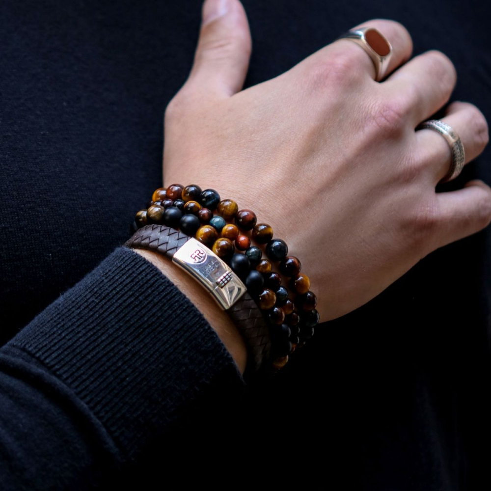 Matt Tiger Lily Twist - 8mm - Herren Perlenarmband