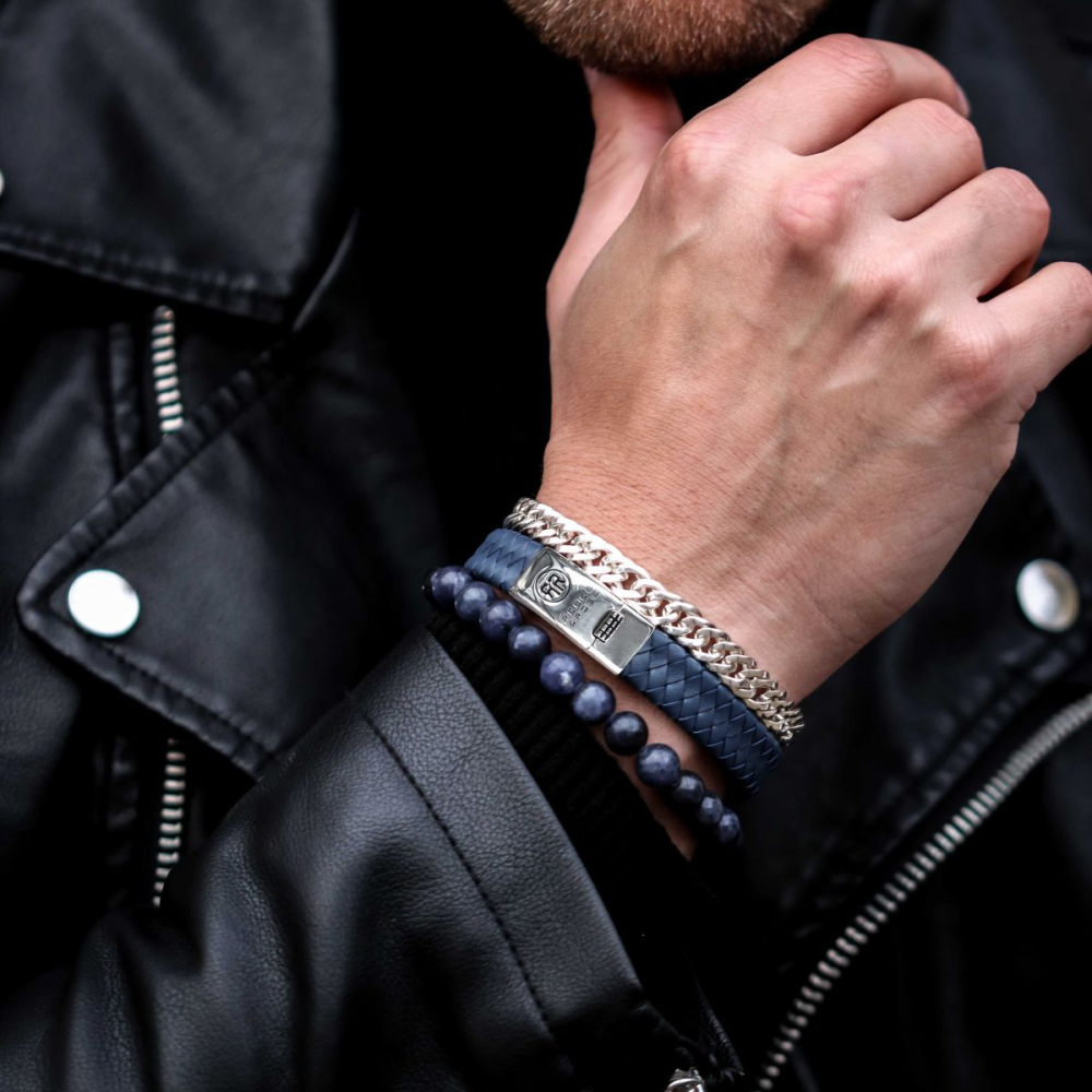 Mitternachtsblau Vintage - 8mm - Perlen Herrenarmband