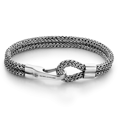 Armband aus 925er Silber mit geflochtenem Design und doppeltem Hakenverschluss