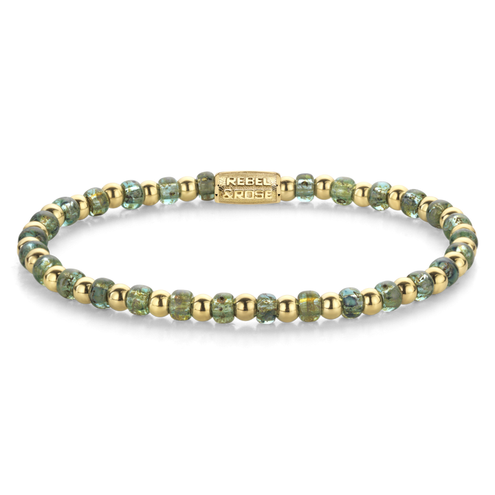 Mix Glass Rocks Secret Garden Gold - 4mm - Kralen Armband Dames