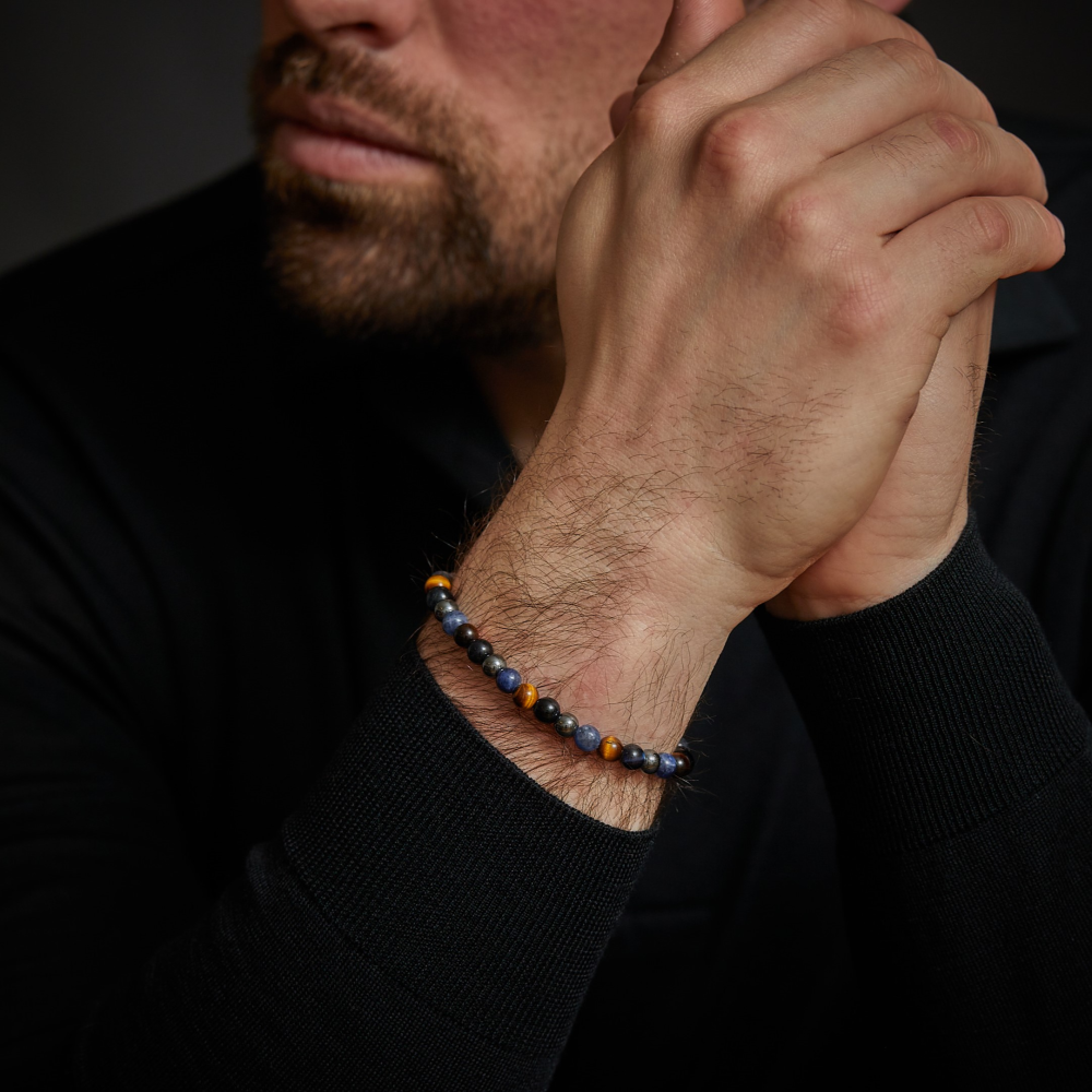 Blue Rain Vintage - 6mm - Perlen Herrenarmband