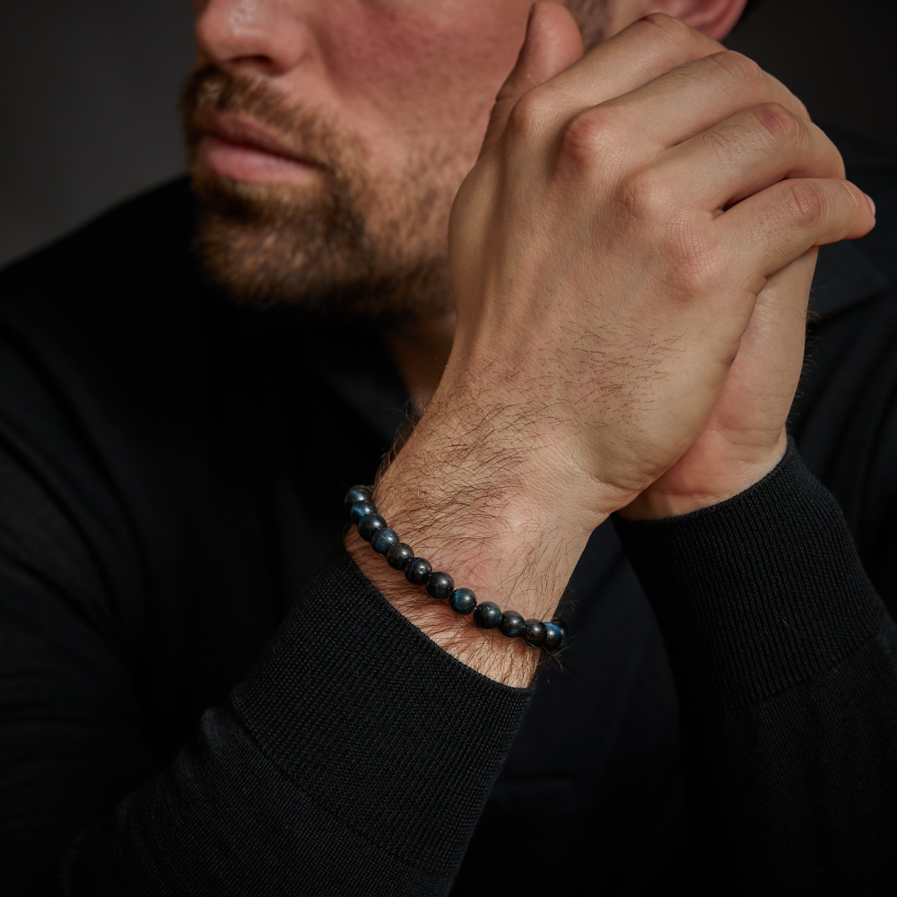 Tiger Blues – 8mm – Perlen Herrenarmband