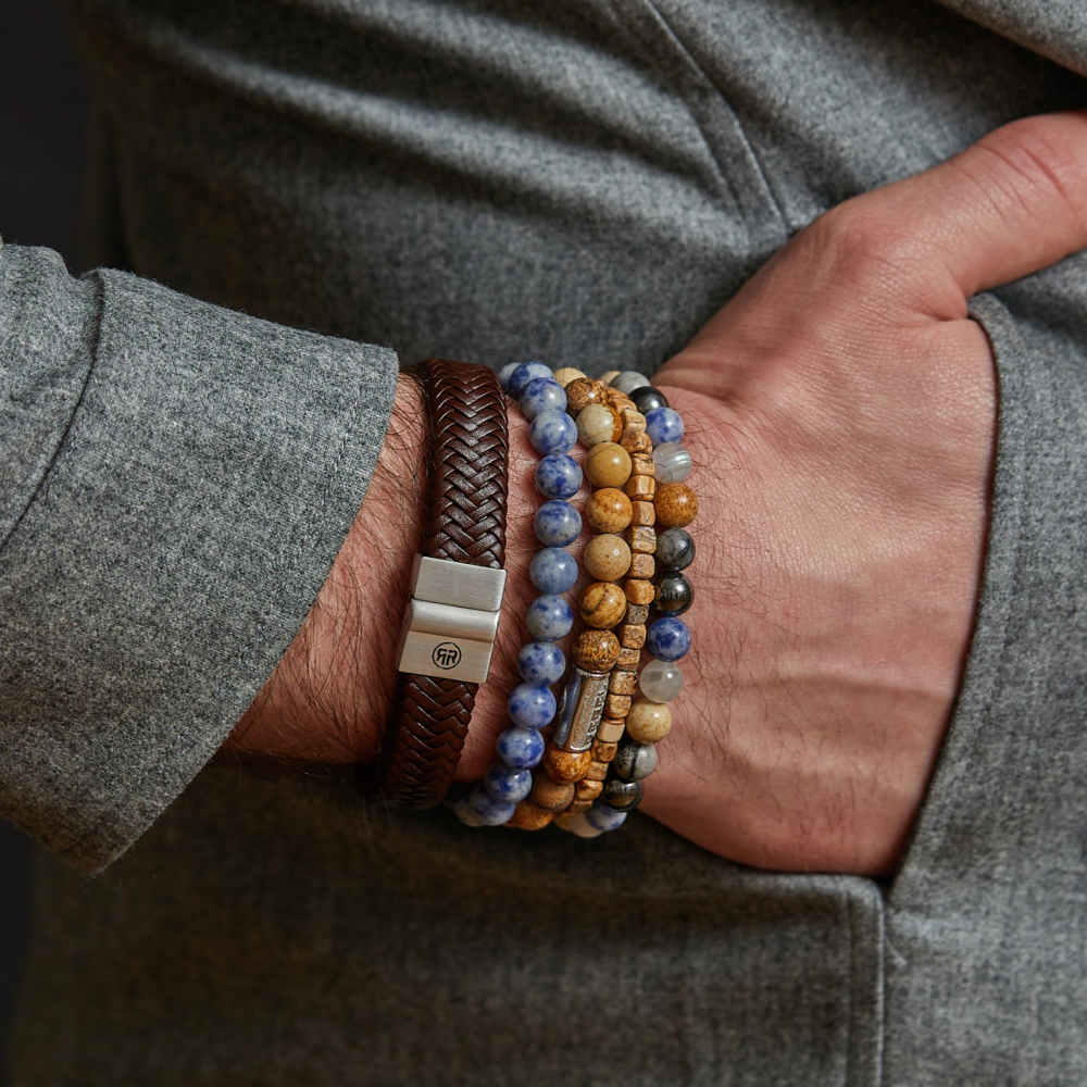 Niederländisches Delfter Blau - 8mm - Herren Perlenarmband