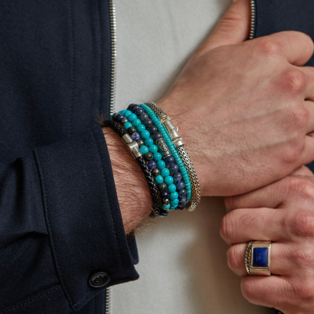 Mitternachtsblau Vintage - 8mm - Perlen Herrenarmband
