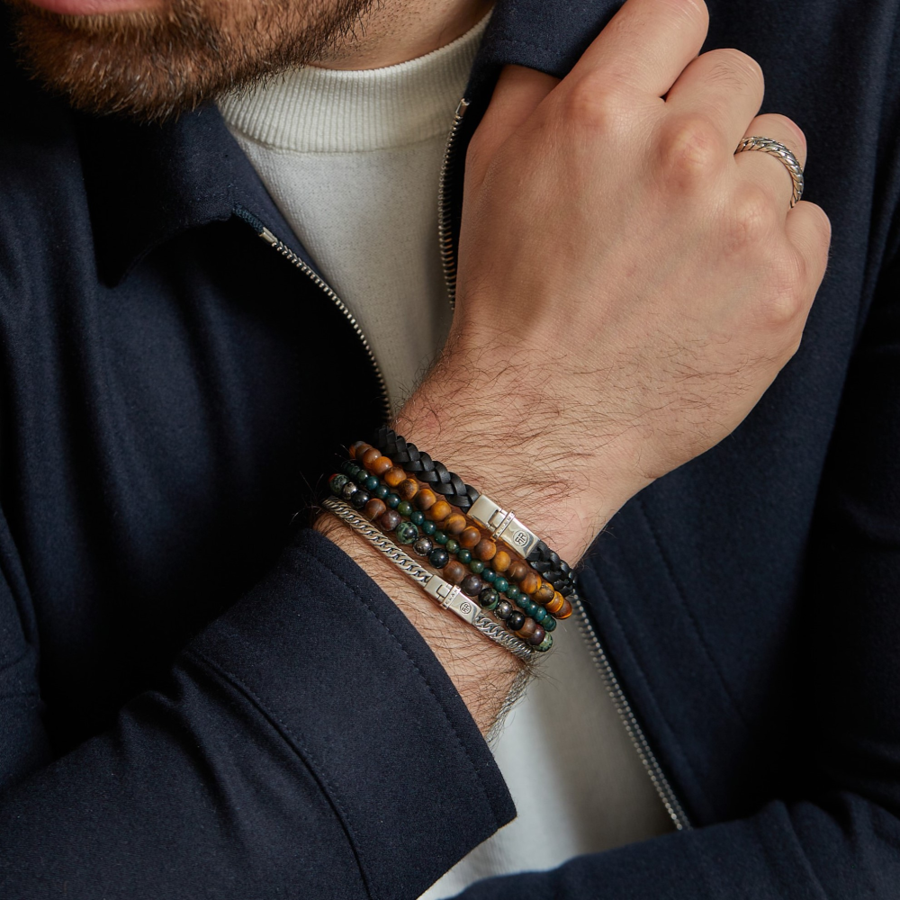 Matt Tiger Lily - 6mm - Herren Perlen Armband