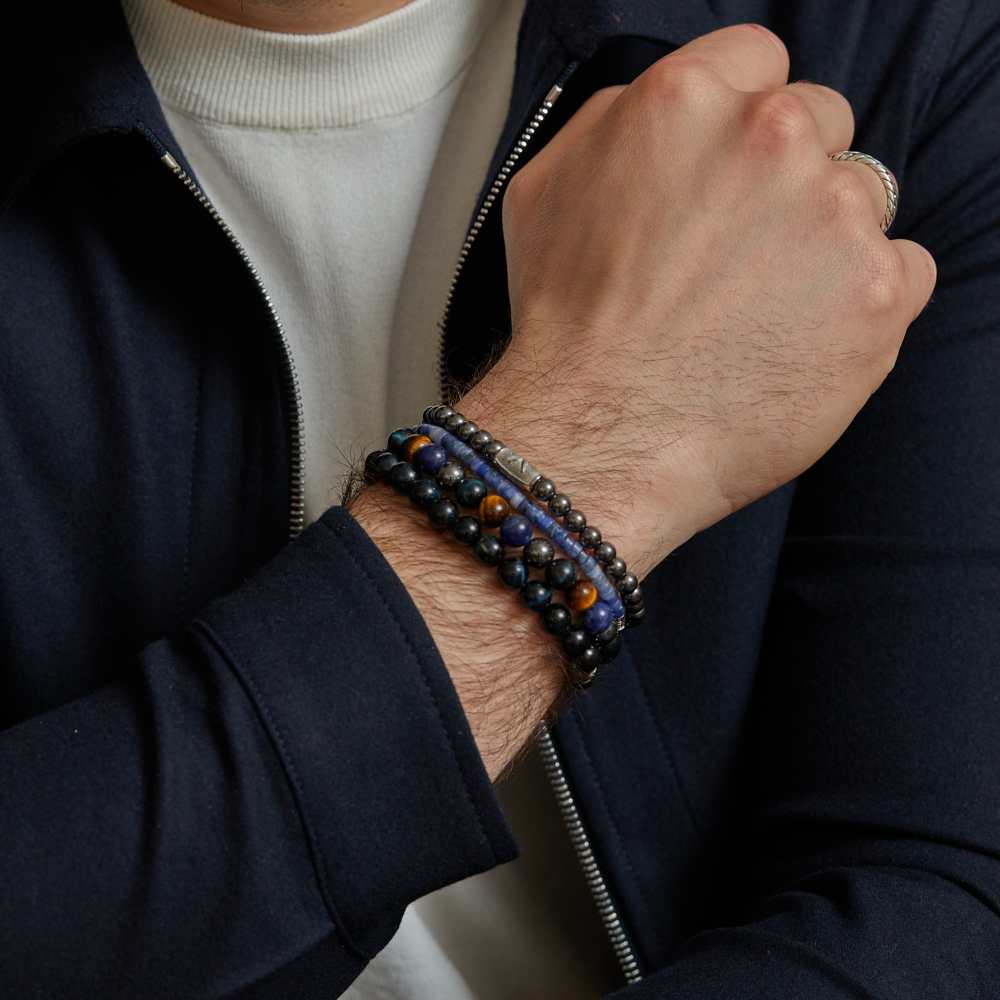 Tiger Blues – 8mm – Perlen Herrenarmband