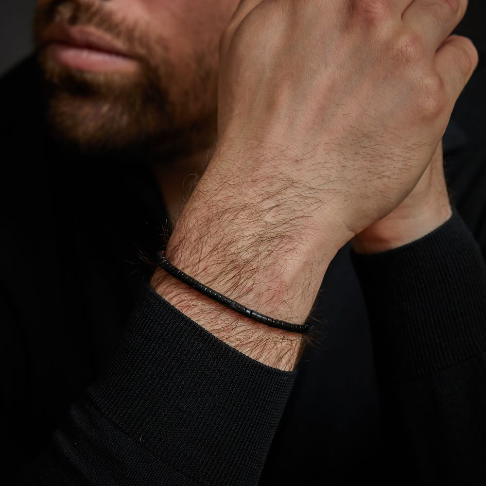 Slices - The Black Stone - 4mm - Herren Armband
