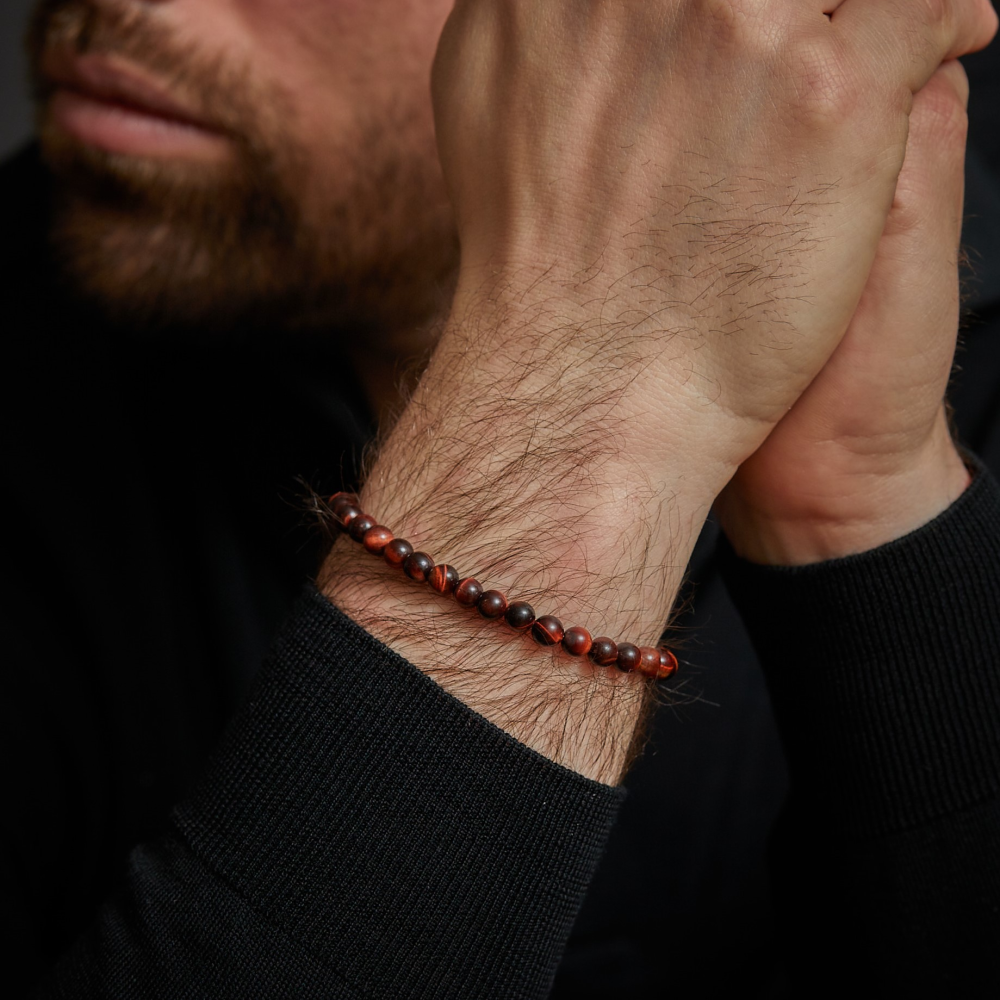 Tiger Red Vintage – 6mm – Perlenarmband für Herren