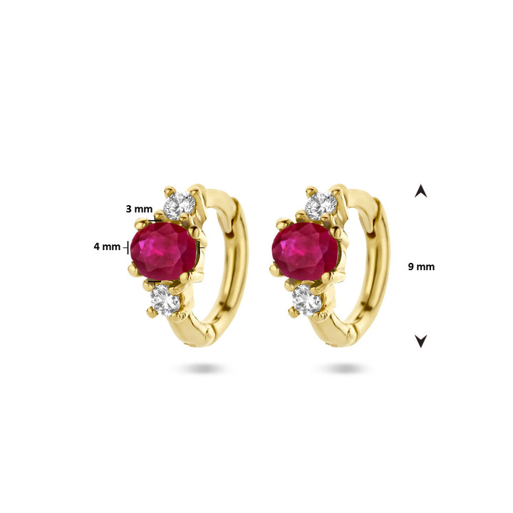 Ohrhänger Rubin und Diamant 0,10 ct (2x0,05 ct) h si 14K Gelbgold