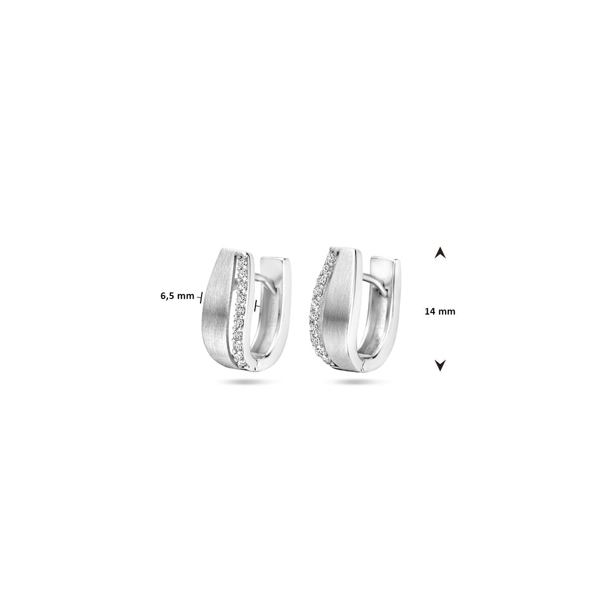 Klappcreolen Zirkonia 14 mm poliert/matt rhodiniert Silber