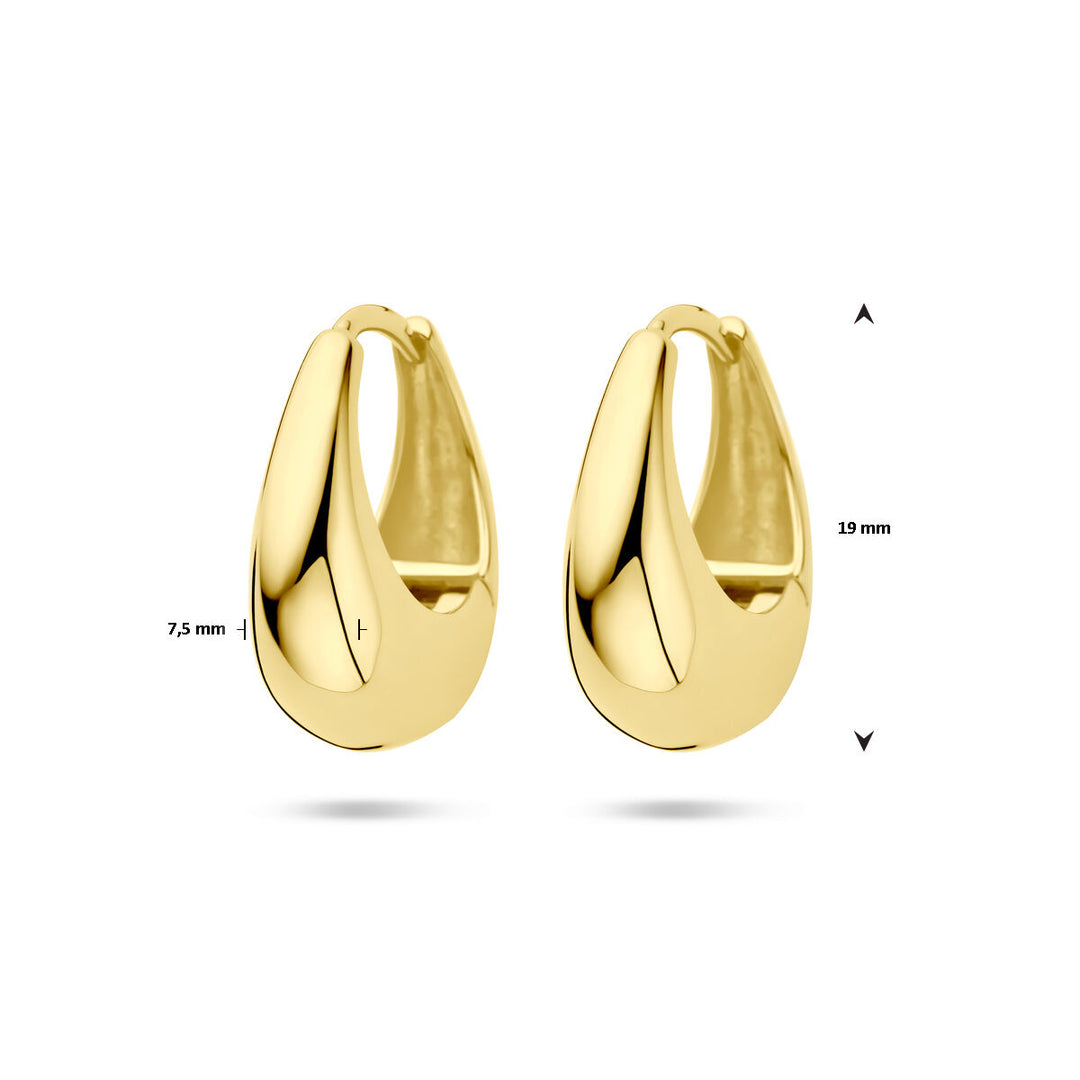 klapoorringen 19 mm 1 micron zilver verguld (geel)