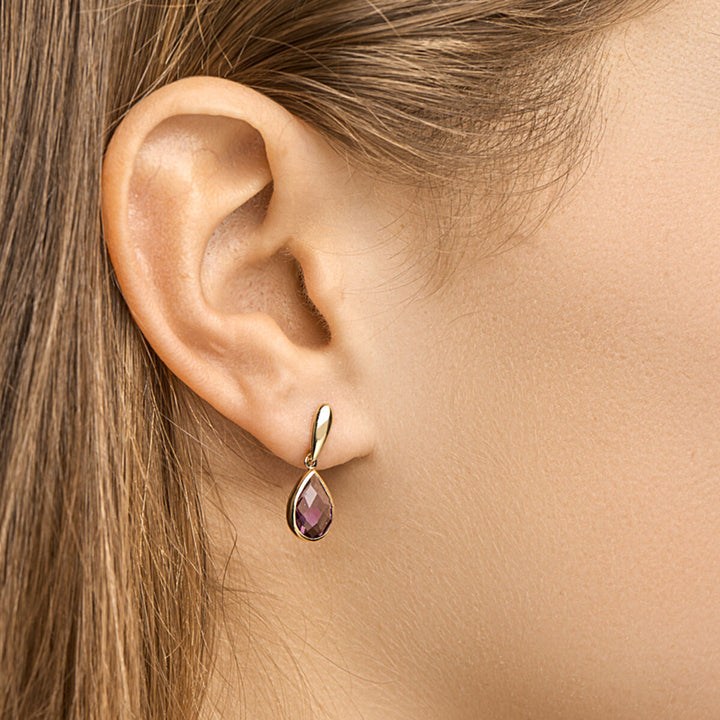 Amethyst-Ohrringe aus 14-karätigem Gelbgold