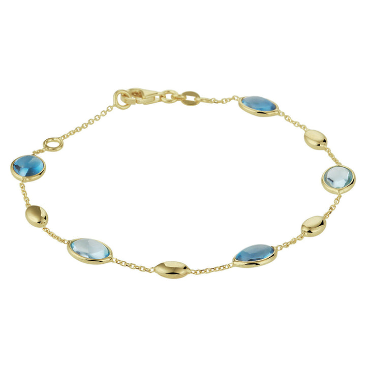 Goldarmband Damen London Blau und Blautopas 14K