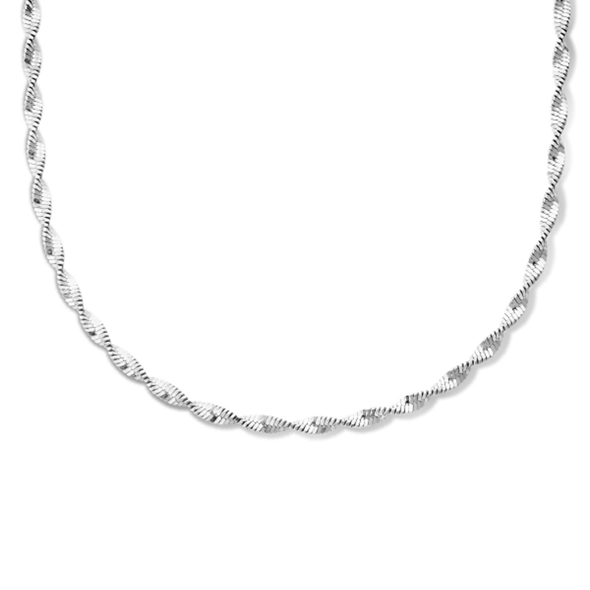 Halskette aus rhodiniertem Silber mit einer Breite von 2,7 mm und einer Länge von 42 + 3 cm