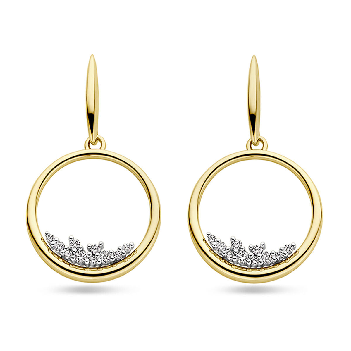 Ohrhänger aus 14K bicolor Gold mit kreisförmigem Design und 0,23 ct Diamanten