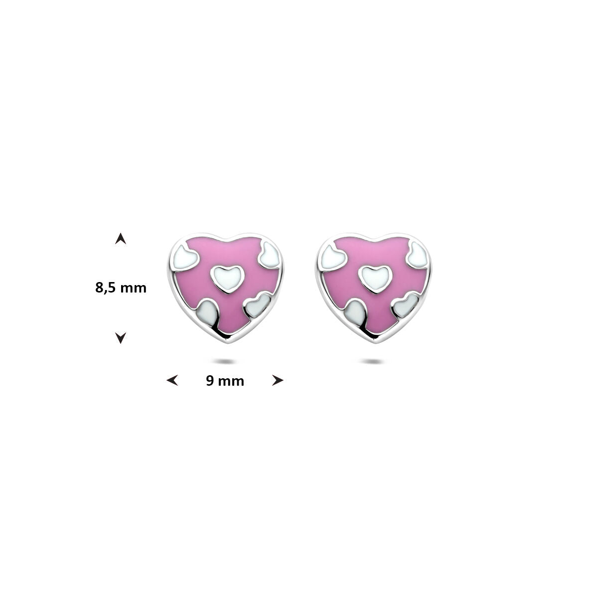 Herz-Ohrstecker 8,5 mm rhodiniertes Silber