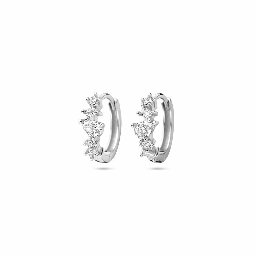 klapoorringen zirkonia 13 mm zilver gerhodineerd