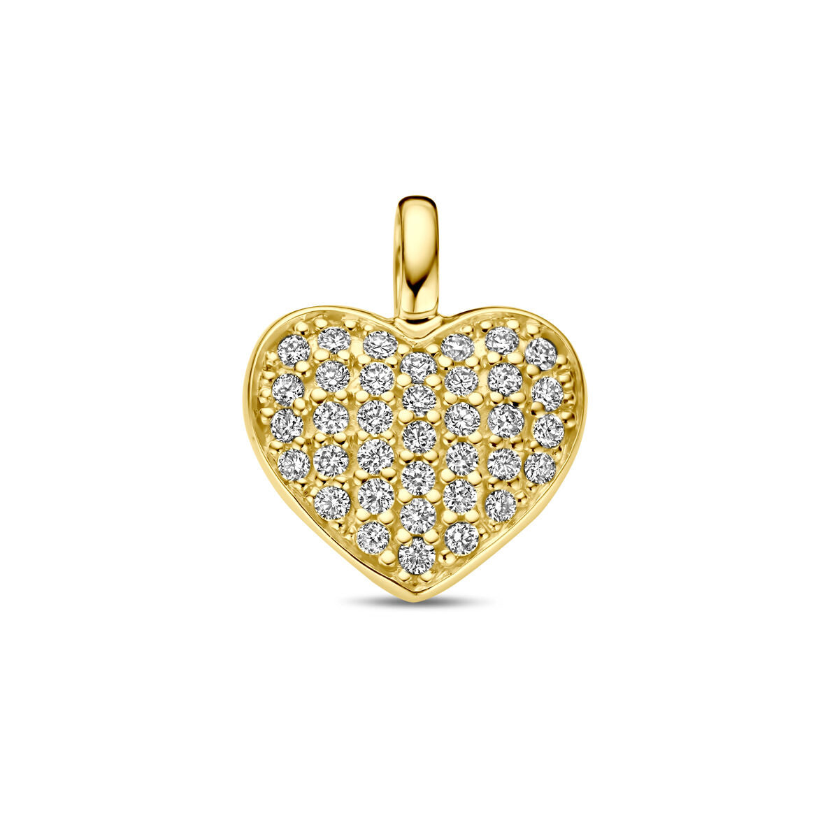 Hänger in Herzform aus 14K Gelbgold mit zahlreichen funkelnden Diamanten
