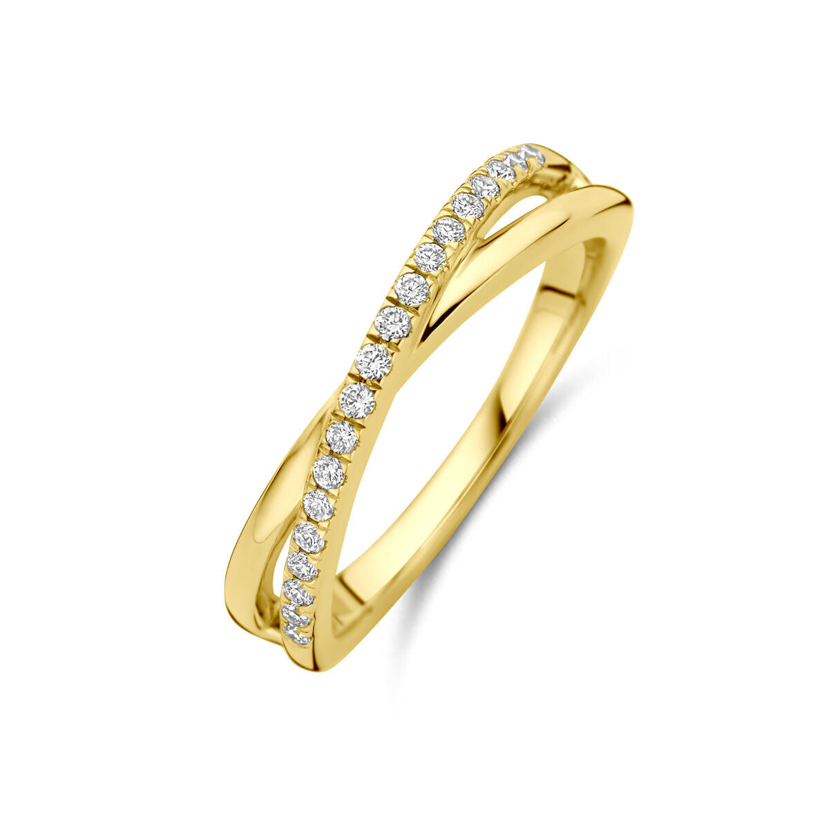 Ring aus 14K Gelbgold mit 0,15 ct lab-grown Diamanten in einer geschwungenen Form