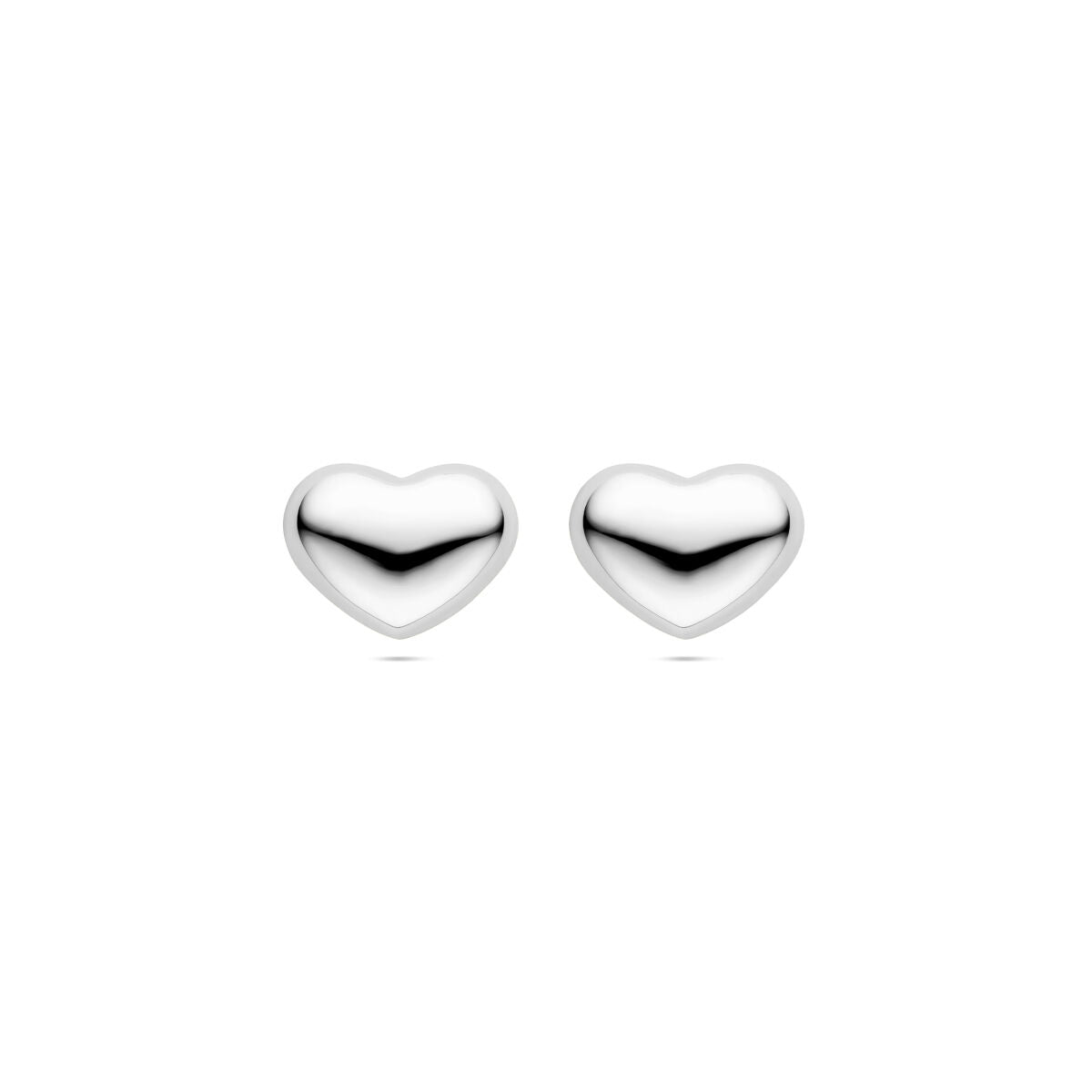 Ohrstecker in Herzform, 13 mm, aus rhodiniertem Silber