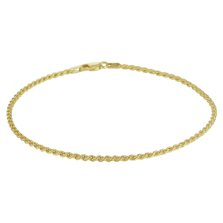 Fußkettchen 2 mm 24 cm 3 Mikron Silber vergoldet (gelb)