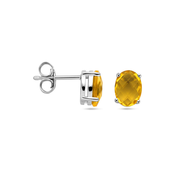Ohrstecker Citrin Silber rhodiniert