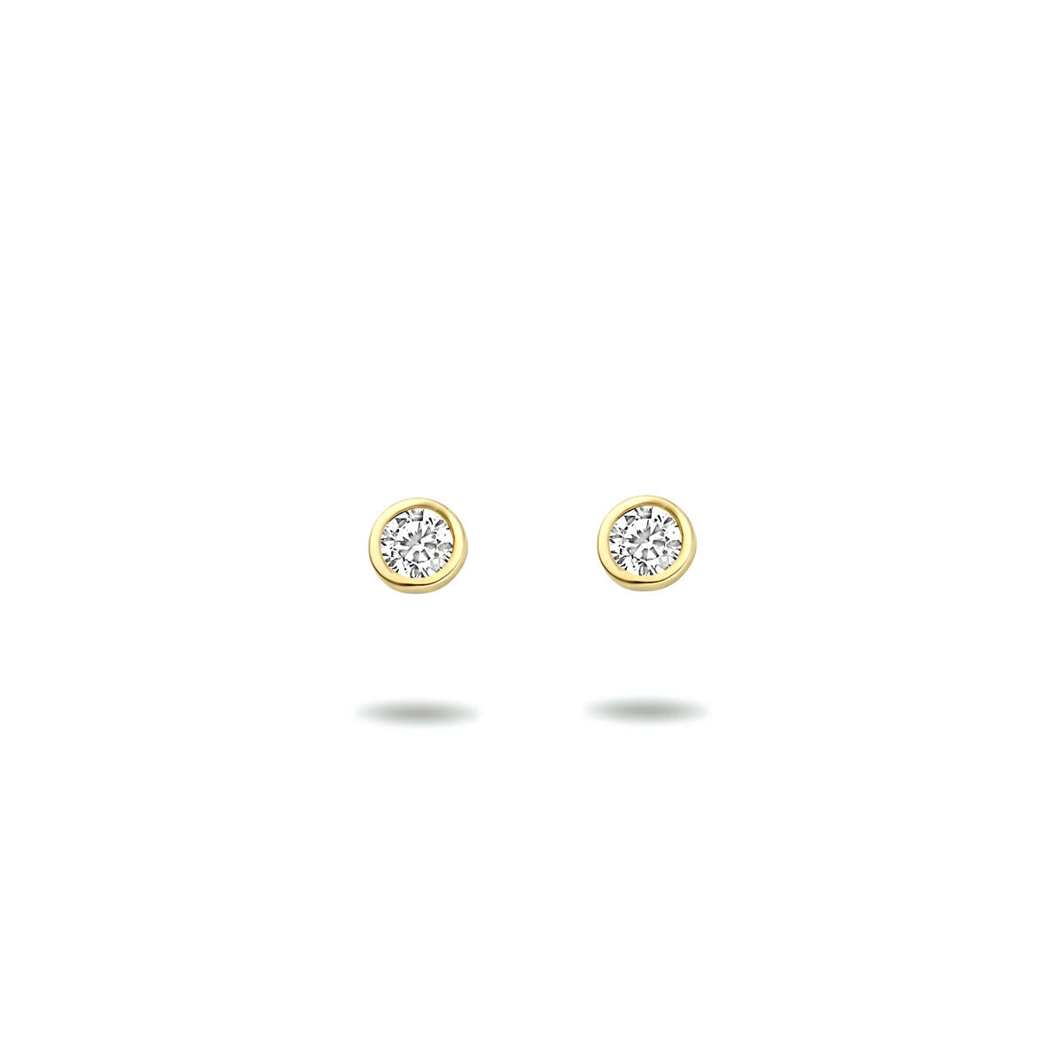 Ohrstecker aus 14K Gelbgold mit Zirkonia-Steinen in runder Form