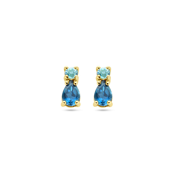 Ohrstecker mit London Blue Topas und Sky Blue Topas 14K Gelbgold