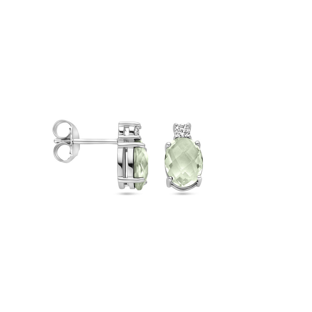 oorknoppen groen amethist zirkonia 10,5 mm zilver gerhodineerd