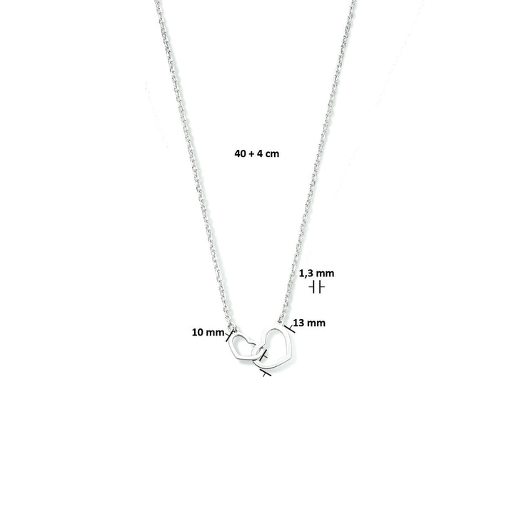 Halskette Herzen 40 + 4 cm Silber rhodiniert