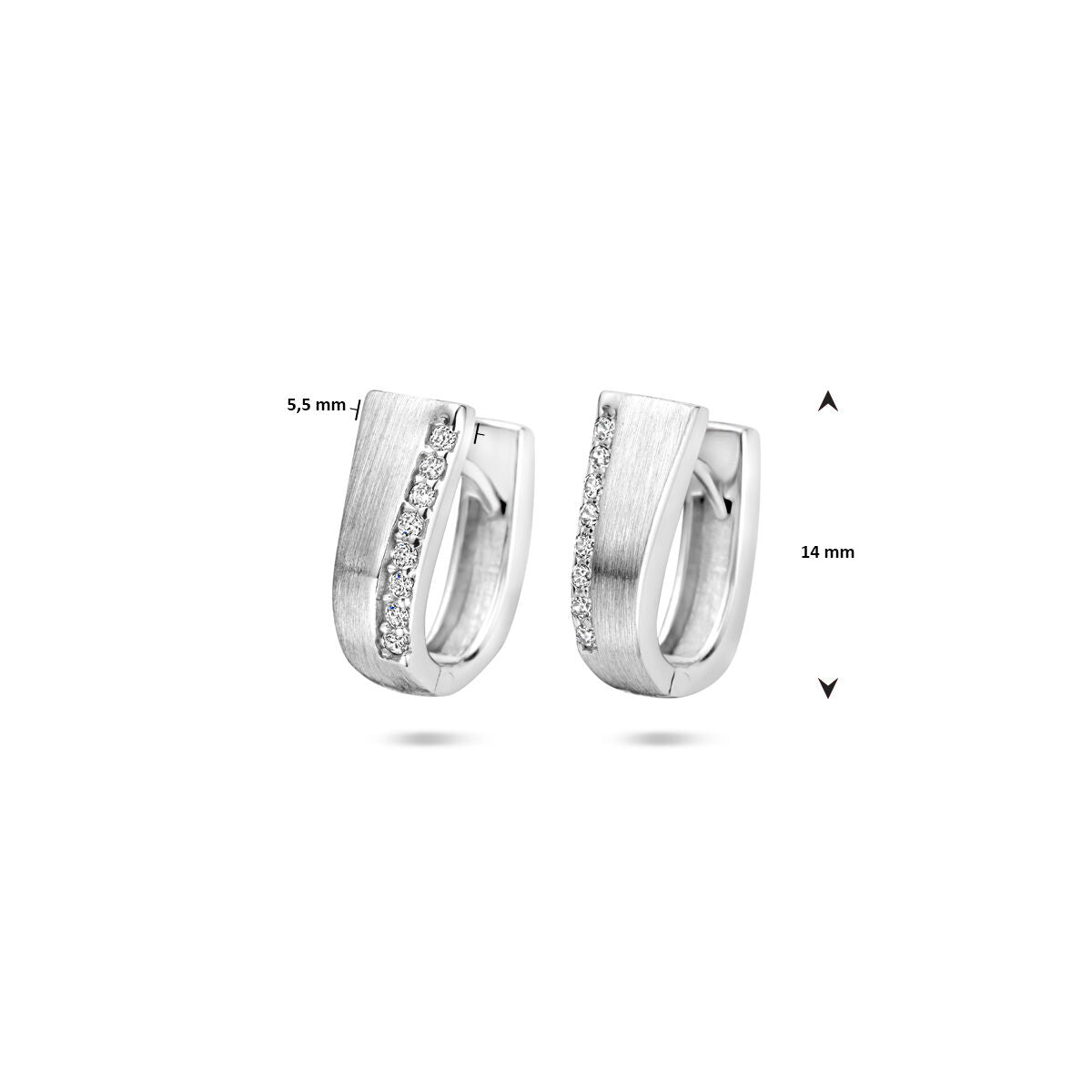 Klappohrringe Zirkonia 14 mm poliert/matt rhodiniertes Silber