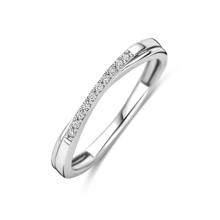Gerhodineerd zilveren ring met zirkonia in entourage stijl