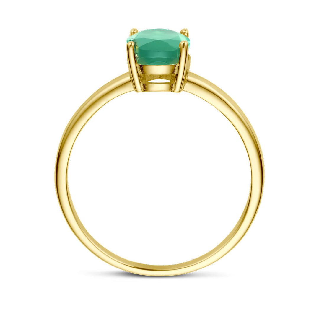 Ring grüner Achat 14K Gelbgold