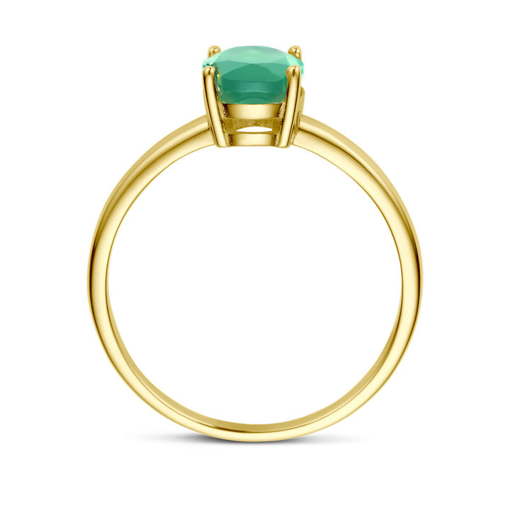 Ring grüner Achat 14K Gelbgold