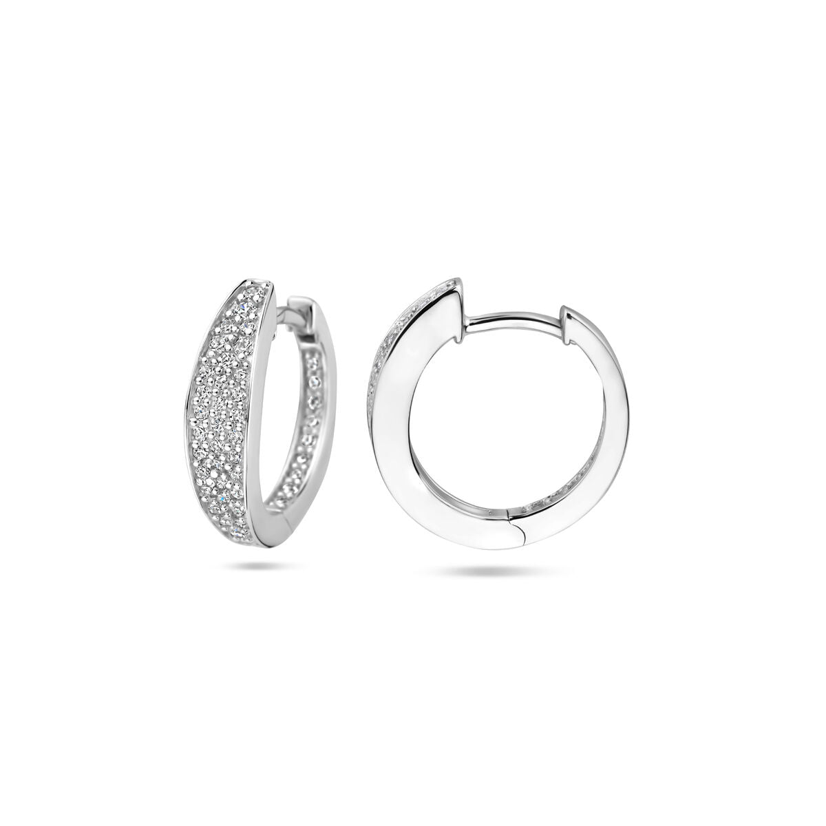 Klappcreolen Zirkonia 16 mm Silber rhodiniert