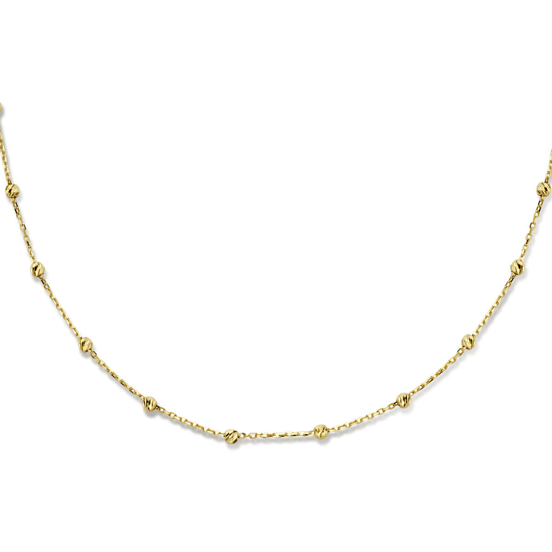 Halskette diamantierte Kugeln 2,5 mm 40 - 42 - 44 cm 14K Gelbgold