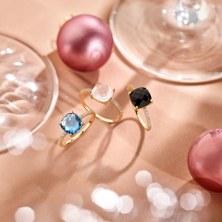 Ring Rosenquarz und Zirkonia 14K Roségold