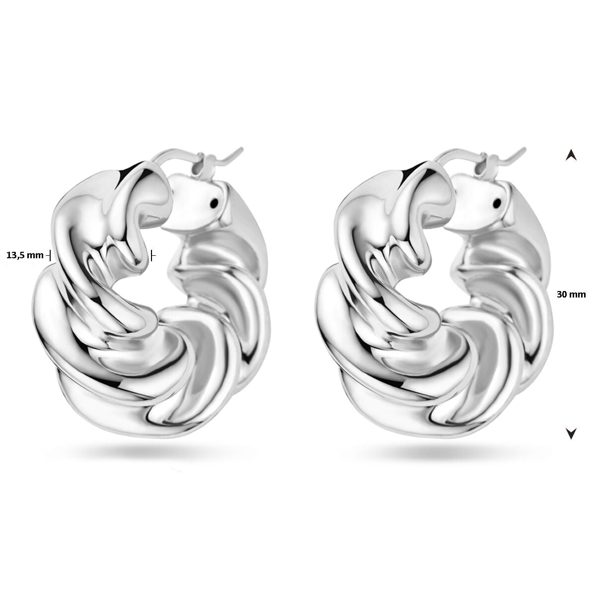 Ohrringe gedreht 30 mm Silber rhodiniert
