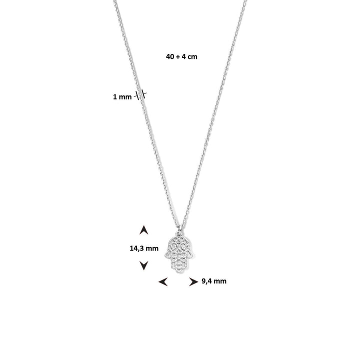 Halskette Hand der Fatima 40 + 4 cm Silber rhodiniert