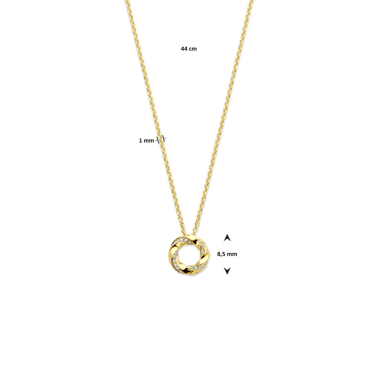 Halskette Diamant 0.06ct H SI 44 cm 14K Gelbgold