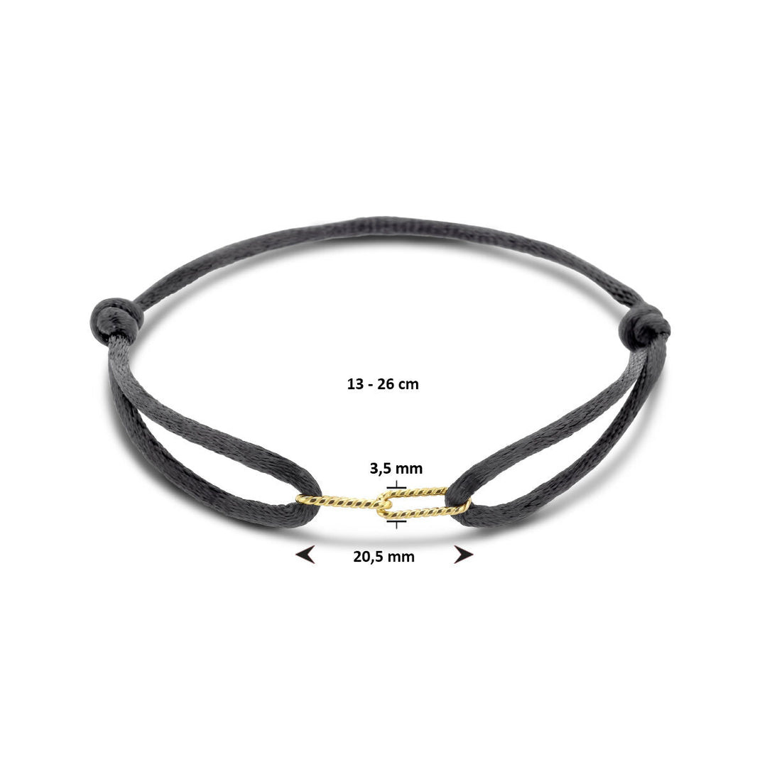 Armband Satin 14K Gold mit Kautschuk/Nylon/Leder