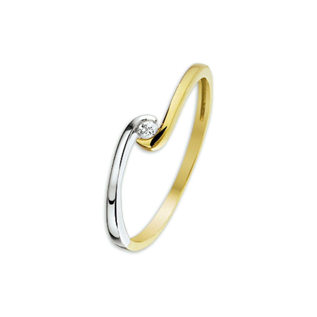 Ontdek de Van der Kooij Collectie ring zirkonia, vervaardigd in 14K bicolor geel/wit goud, met elegante geel- en witgouden accenten.